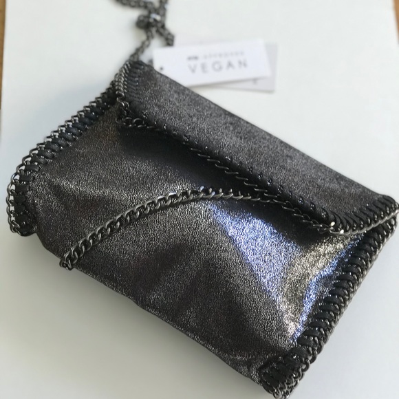 PETA-Approved Vegan Charcoal Chained Evening Bag (Last One) - Picture 4 of 8
